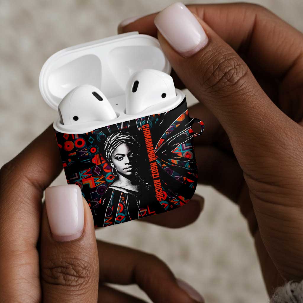 Chimamanda Ngozi Adichie AirPods Case with Monochrome Portrait, The Danger of a Single Story Quote - Wonder Print Shop