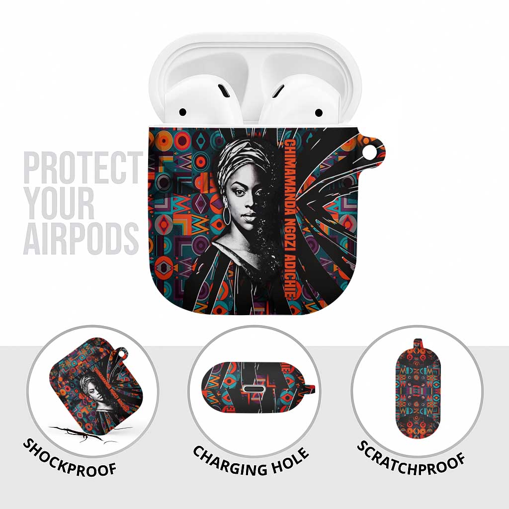 Chimamanda Ngozi Adichie AirPods Case with Monochrome Portrait, The Danger of a Single Story Quote - Wonder Print Shop