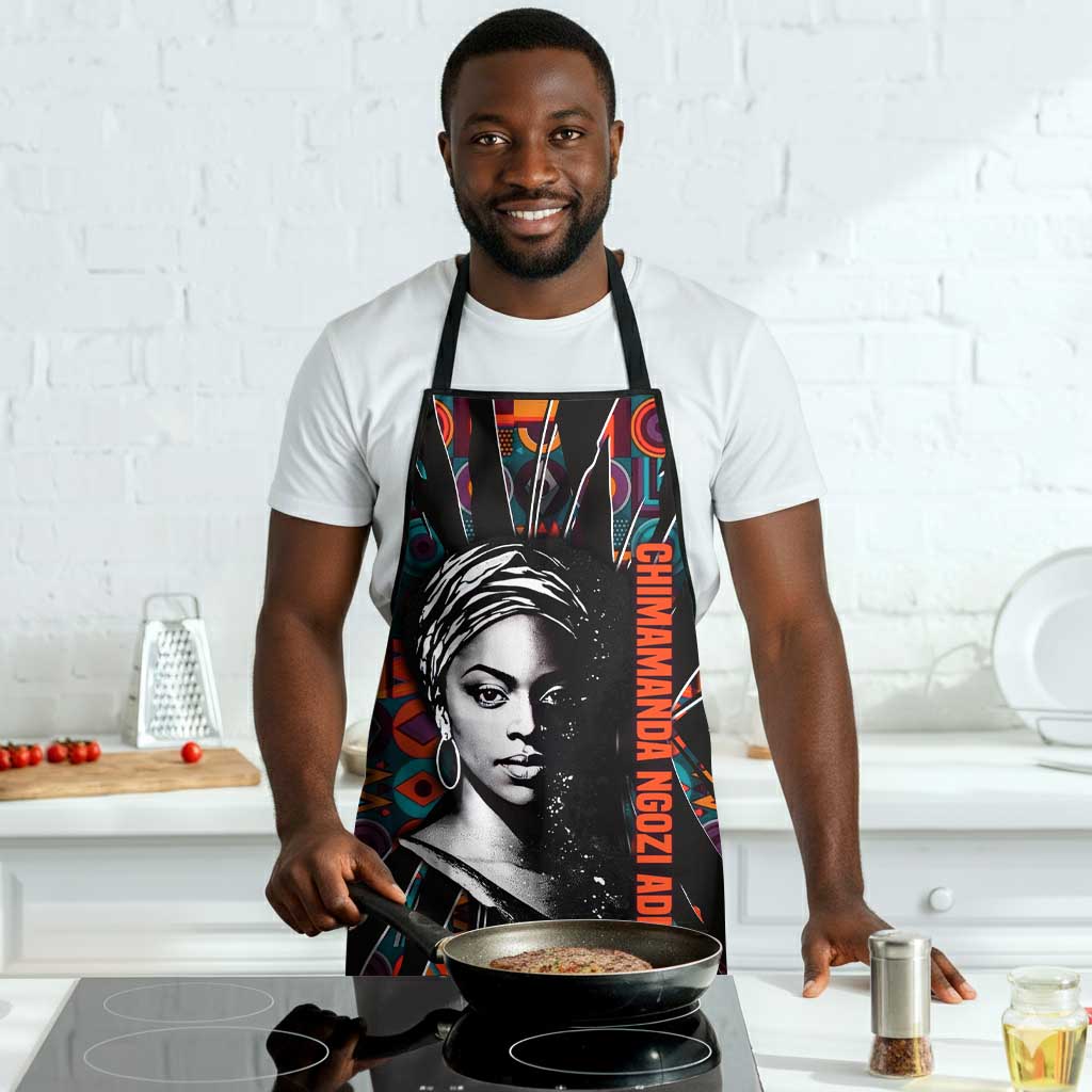 Chimamanda Ngozi Adichie Apron with Monochrome Portrait, The Danger of a Single Story Quote - Wonder Print Shop