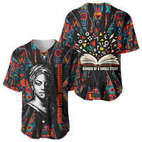 Chimamanda Ngozi Adichie Baseball Jersey with Monochrome Portrait, The Danger of a Single Story Quote - Wonder Print Shop