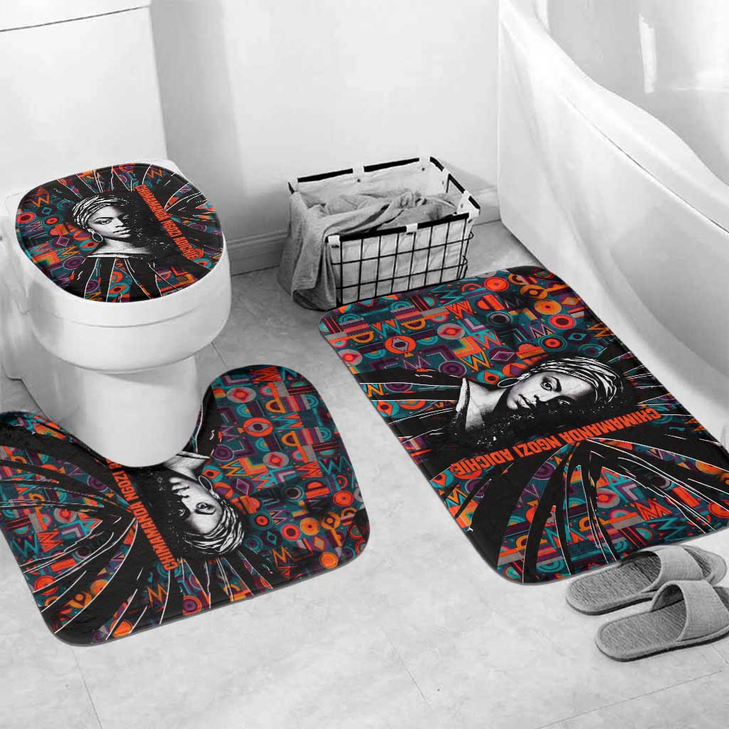 Chimamanda Ngozi Adichie Bathroom Set with Monochrome Portrait, The Danger of a Single Story Quote - Wonder Print Shop