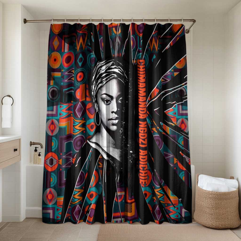 Chimamanda Ngozi Adichie Bathroom Set with Monochrome Portrait, The Danger of a Single Story Quote - Wonder Print Shop