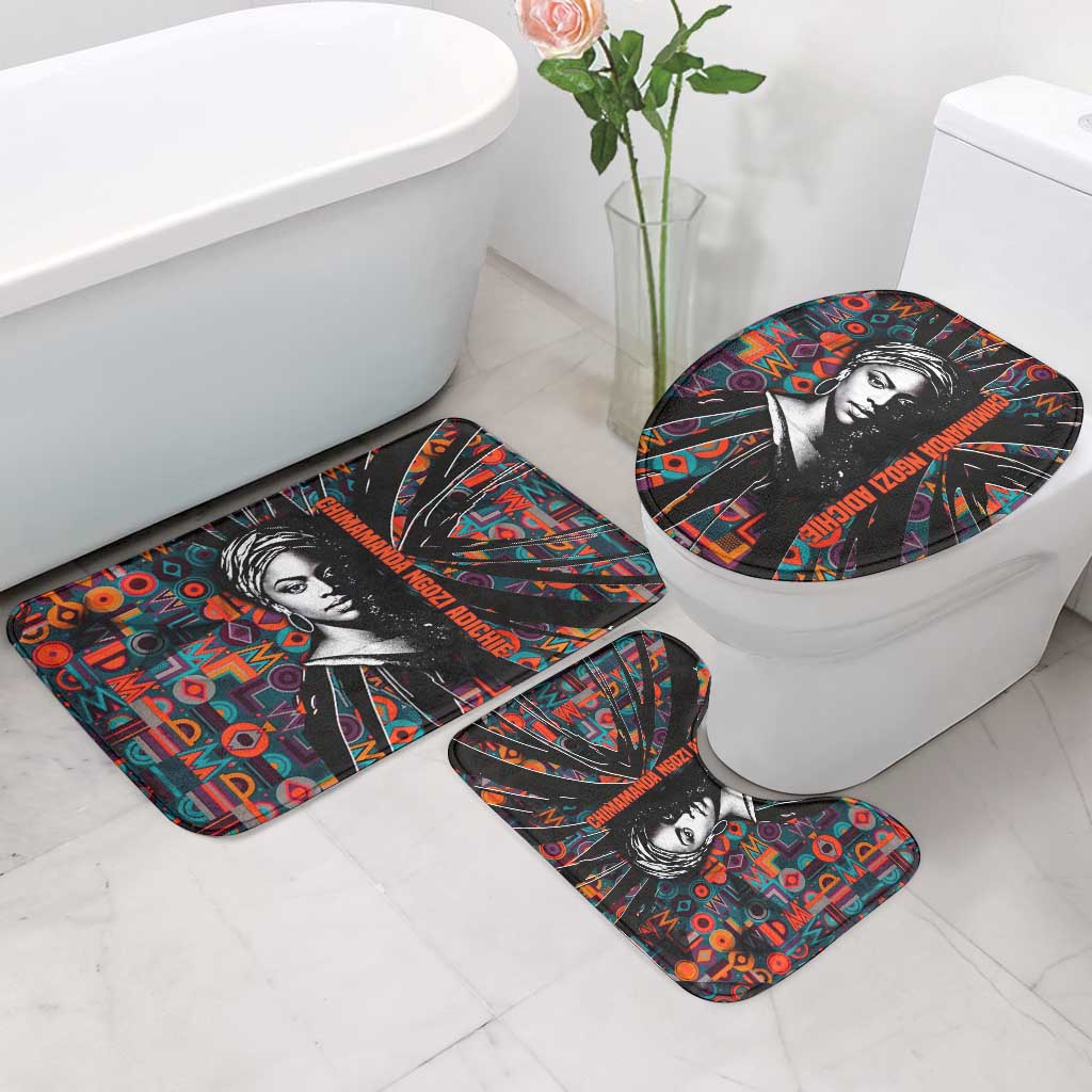 Chimamanda Ngozi Adichie Bathroom Set with Monochrome Portrait, The Danger of a Single Story Quote - Wonder Print Shop