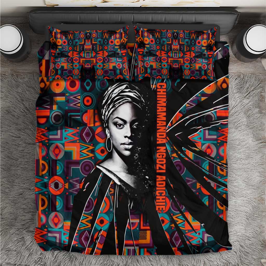 Chimamanda Ngozi Adichie Bedding Set with Monochrome Portrait, The Danger of a Single Story Quote - Wonder Print Shop