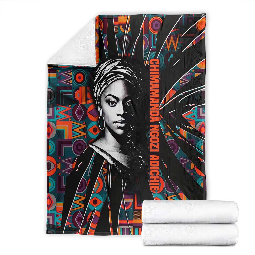 Chimamanda Ngozi Adichie Blanket with Monochrome Portrait, The Danger of a Single Story Quote - Wonder Print Shop