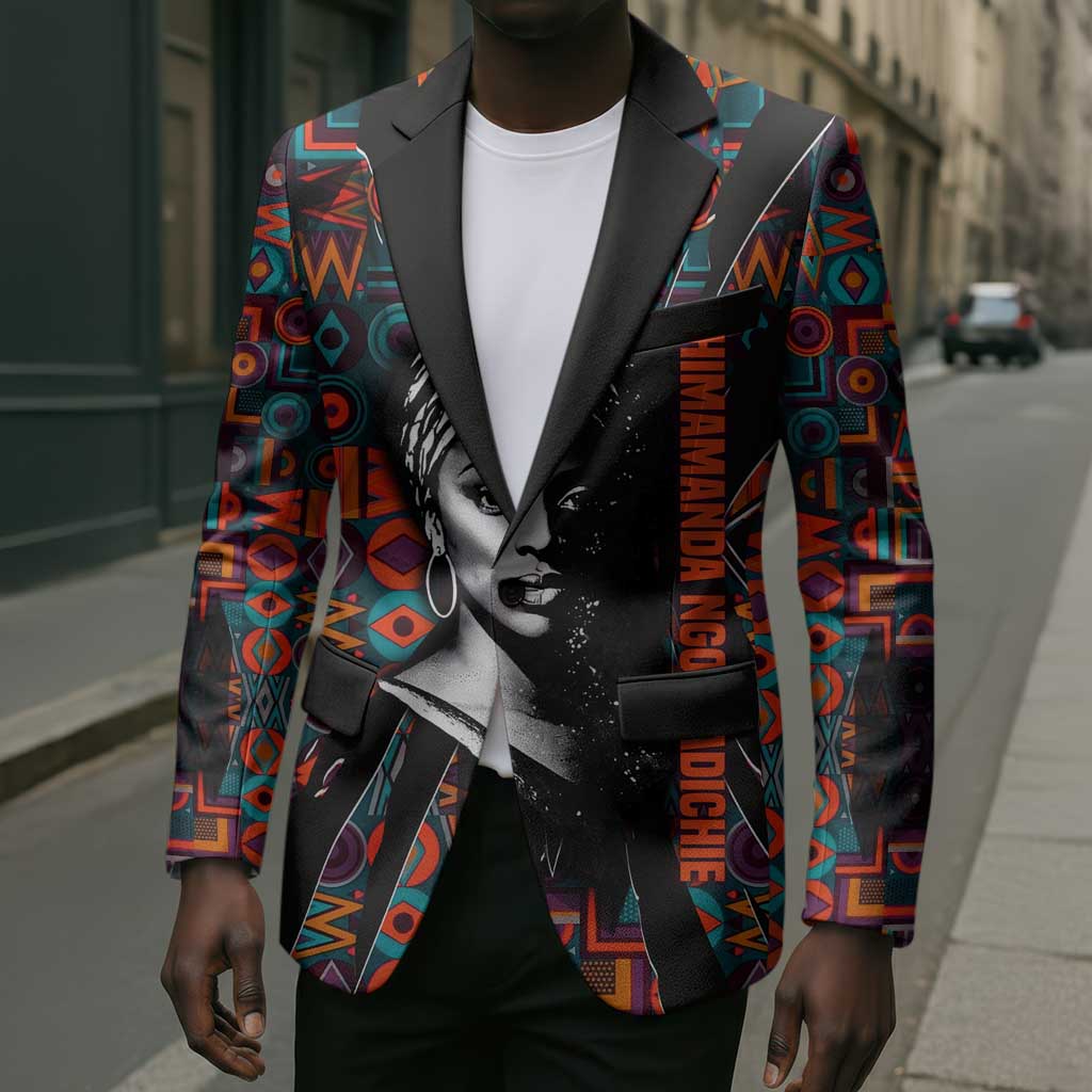 Chimamanda Ngozi Adichie Blazer with Monochrome Portrait, The Danger of a Single Story Quote - Wonder Print Shop