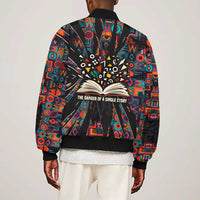 Chimamanda Ngozi Adichie Bomber Jacket with Monochrome Portrait, The Danger of a Single Story Quote - Wonder Print Shop