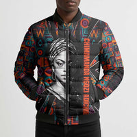 Chimamanda Ngozi Adichie Bomber Puffer Jacket with Monochrome Portrait, The Danger of a Single Story Quote - Wonder Print Shop