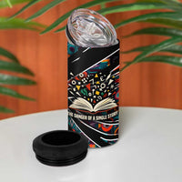 Chimamanda Ngozi Adichie 4 in 1 Can Cooler Tumbler with Monochrome Portrait, The Danger of a Single Story Quote - Wonder Print Shop