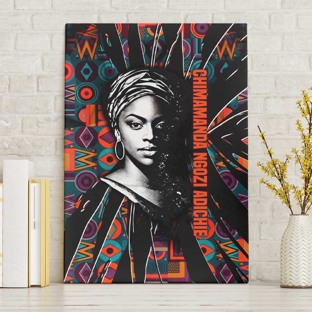 Chimamanda Ngozi Adichie Canvas Wall Art with Monochrome Portrait, The Danger of a Single Story Quote - Wonder Print Shop