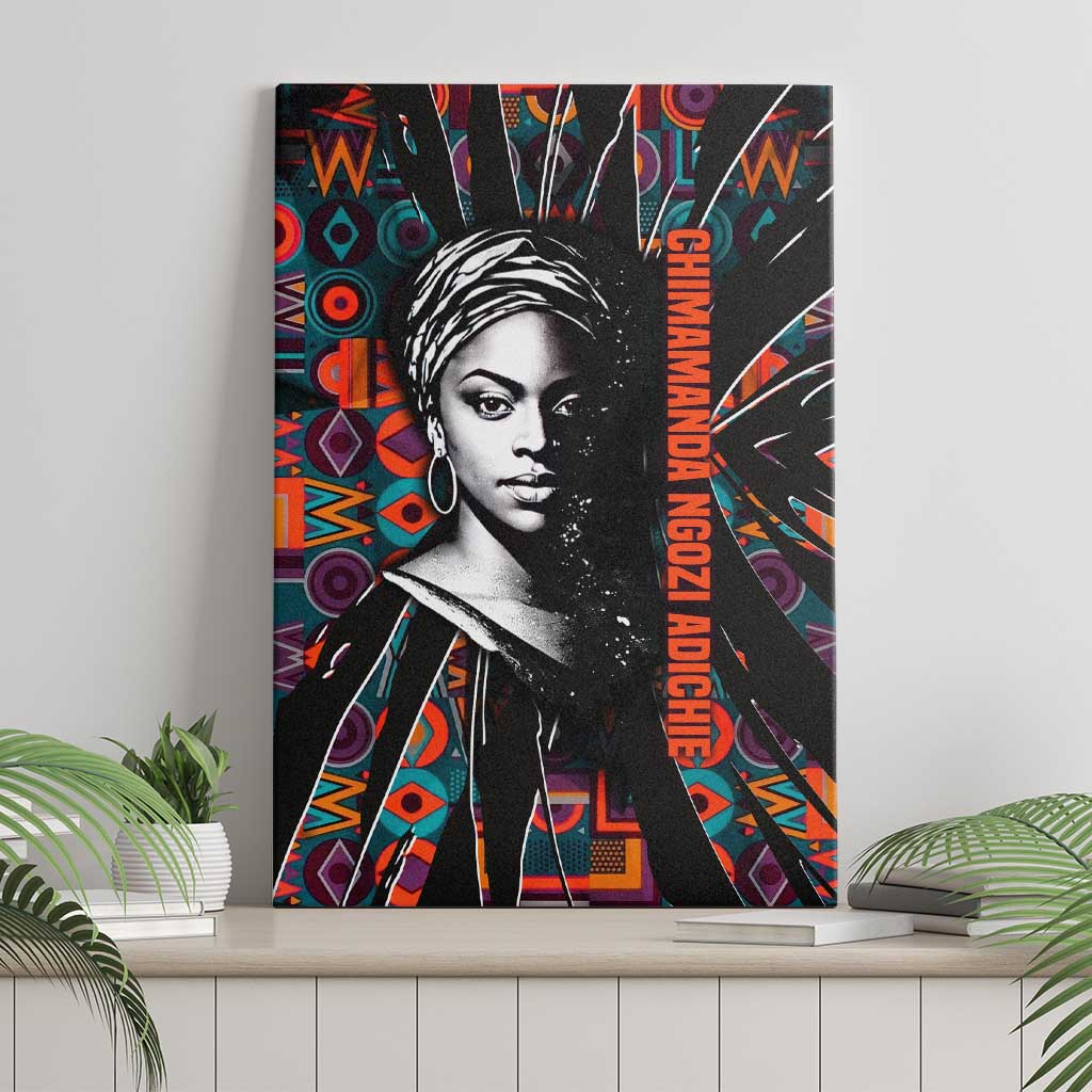 Chimamanda Ngozi Adichie Canvas Wall Art with Monochrome Portrait, The Danger of a Single Story Quote - Wonder Print Shop