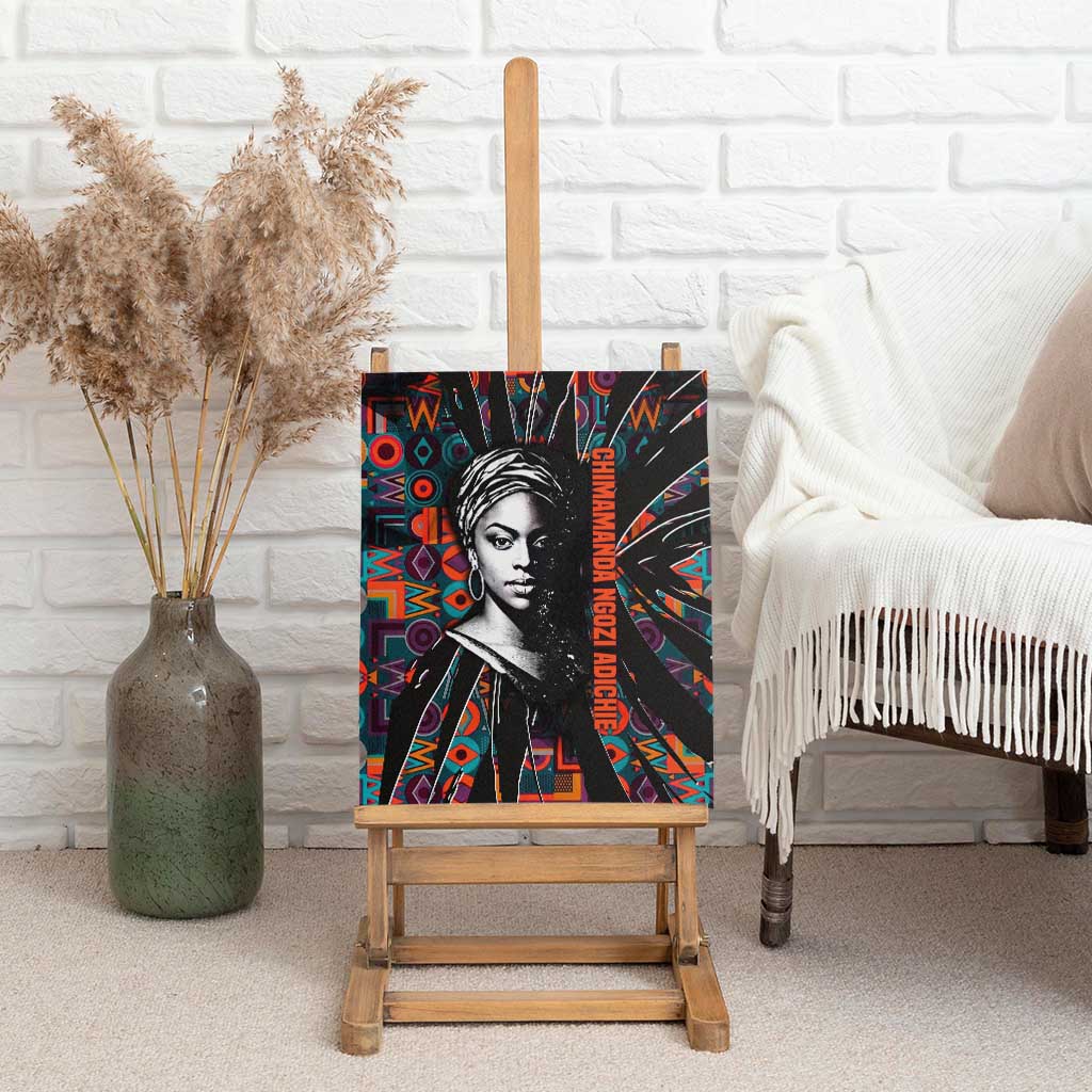 Chimamanda Ngozi Adichie Canvas Wall Art with Monochrome Portrait, The Danger of a Single Story Quote - Wonder Print Shop