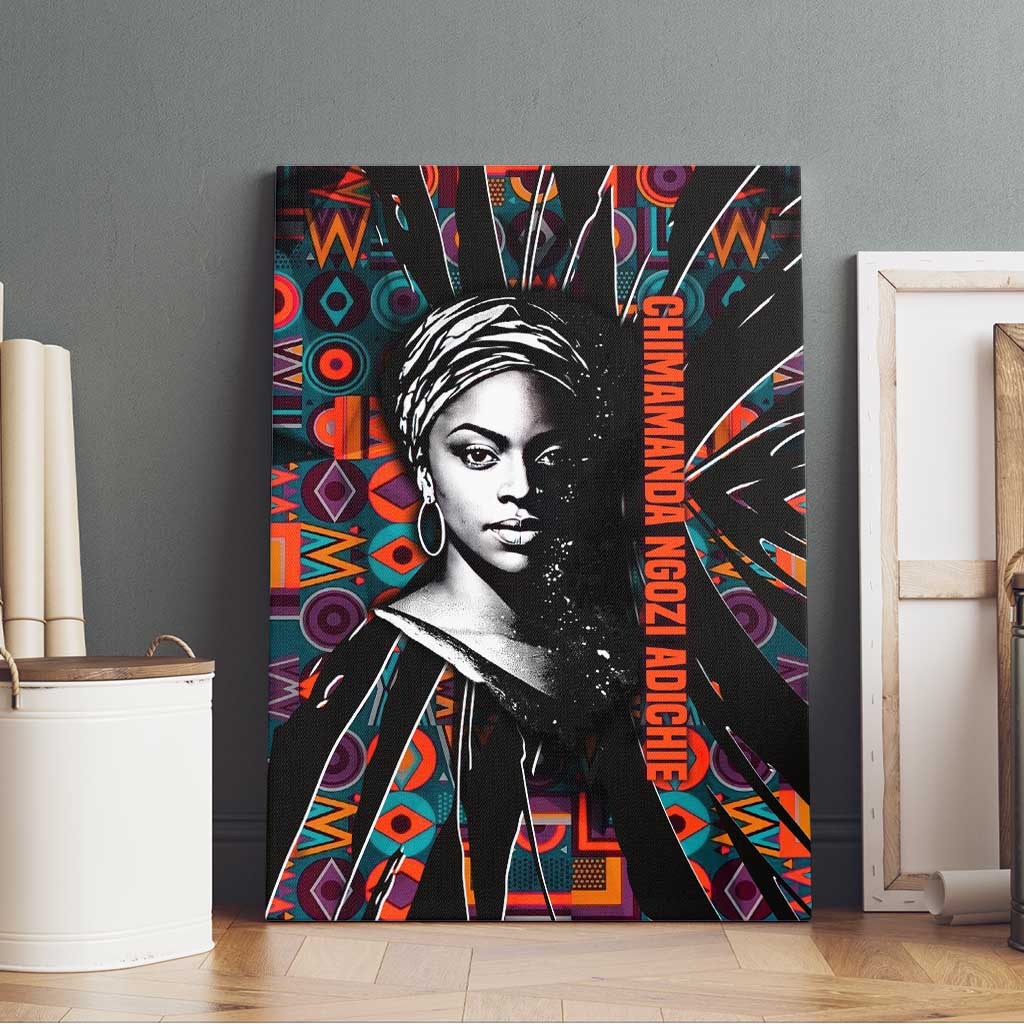 Chimamanda Ngozi Adichie Canvas Wall Art with Monochrome Portrait, The Danger of a Single Story Quote - Wonder Print Shop
