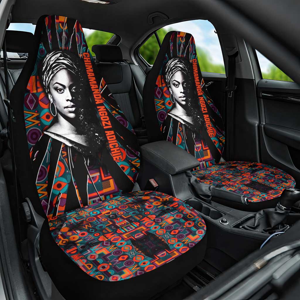 Chimamanda Ngozi Adichie Car Seat Cover with Monochrome Portrait, The Danger of a Single Story Quote - Wonder Print Shop
