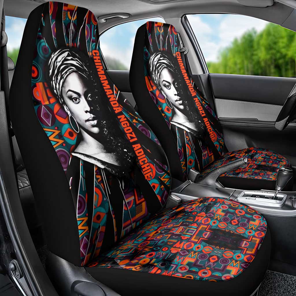 Chimamanda Ngozi Adichie Car Seat Cover with Monochrome Portrait, The Danger of a Single Story Quote - Wonder Print Shop