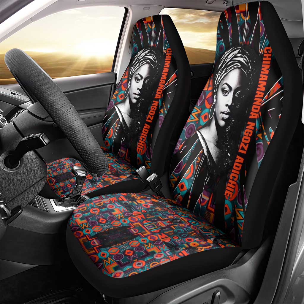 Chimamanda Ngozi Adichie Car Seat Cover with Monochrome Portrait, The Danger of a Single Story Quote - Wonder Print Shop
