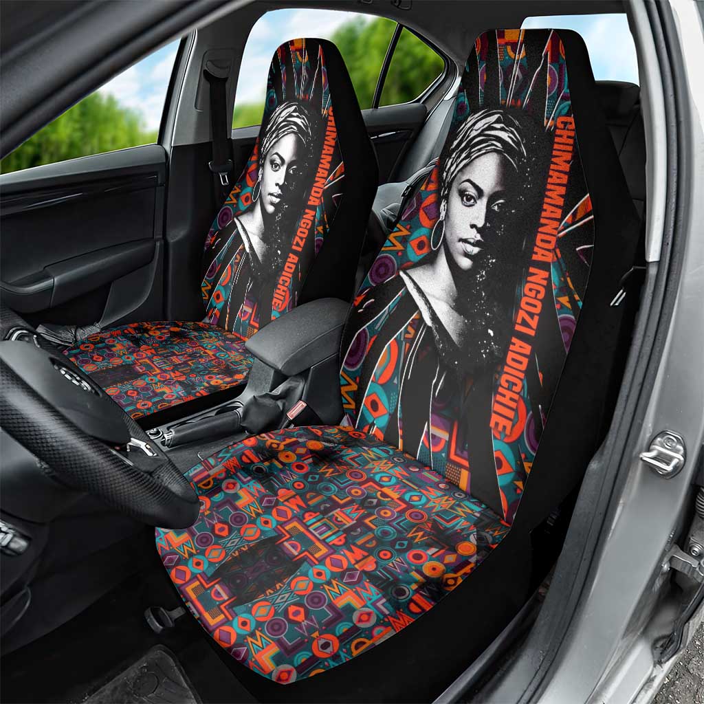 Chimamanda Ngozi Adichie Car Seat Cover with Monochrome Portrait, The Danger of a Single Story Quote - Wonder Print Shop
