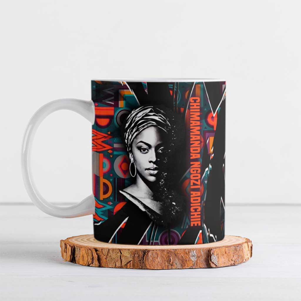 Chimamanda Ngozi Adichie Ceramic Mug with Monochrome Portrait, The Danger of a Single Story Quote - Wonder Print Shop