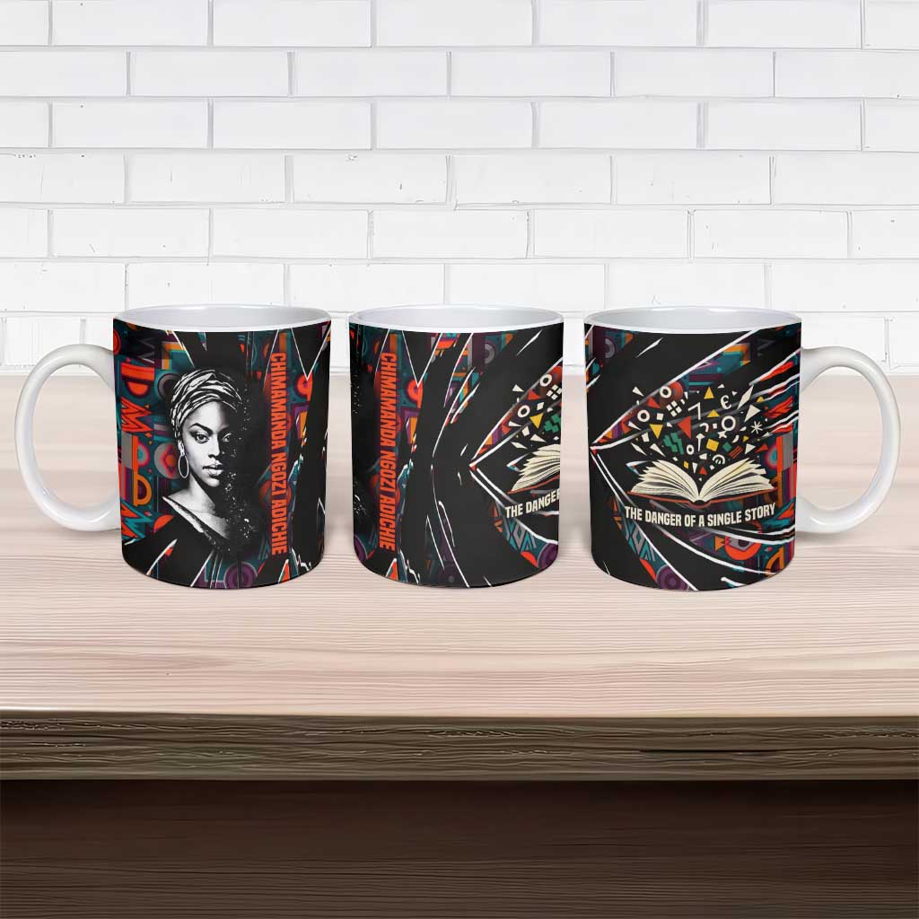 Chimamanda Ngozi Adichie Ceramic Mug with Monochrome Portrait, The Danger of a Single Story Quote - Wonder Print Shop