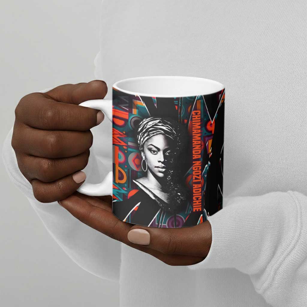 Chimamanda Ngozi Adichie Ceramic Mug with Monochrome Portrait, The Danger of a Single Story Quote - Wonder Print Shop