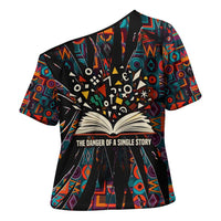 Chimamanda Ngozi Adichie Cross Shoulder Shirt with Monochrome Portrait, The Danger of a Single Story Quote - Wonder Print Shop