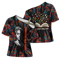 Chimamanda Ngozi Adichie Cross Shoulder Shirt with Monochrome Portrait, The Danger of a Single Story Quote - Wonder Print Shop