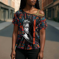 Chimamanda Ngozi Adichie Cross Shoulder Shirt with Monochrome Portrait, The Danger of a Single Story Quote - Wonder Print Shop