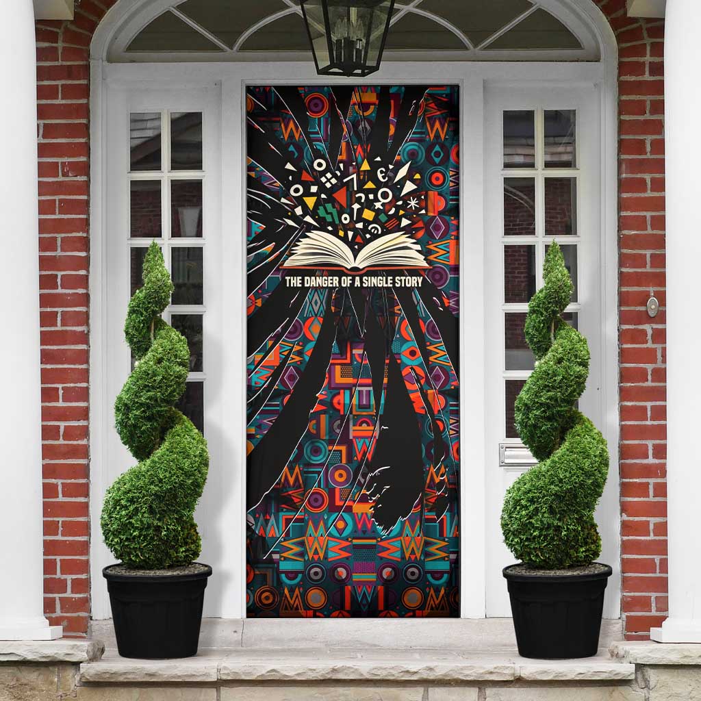 Chimamanda Ngozi Adichie Door Cover with Monochrome Portrait, The Danger of a Single Story Quote - Wonder Print Shop