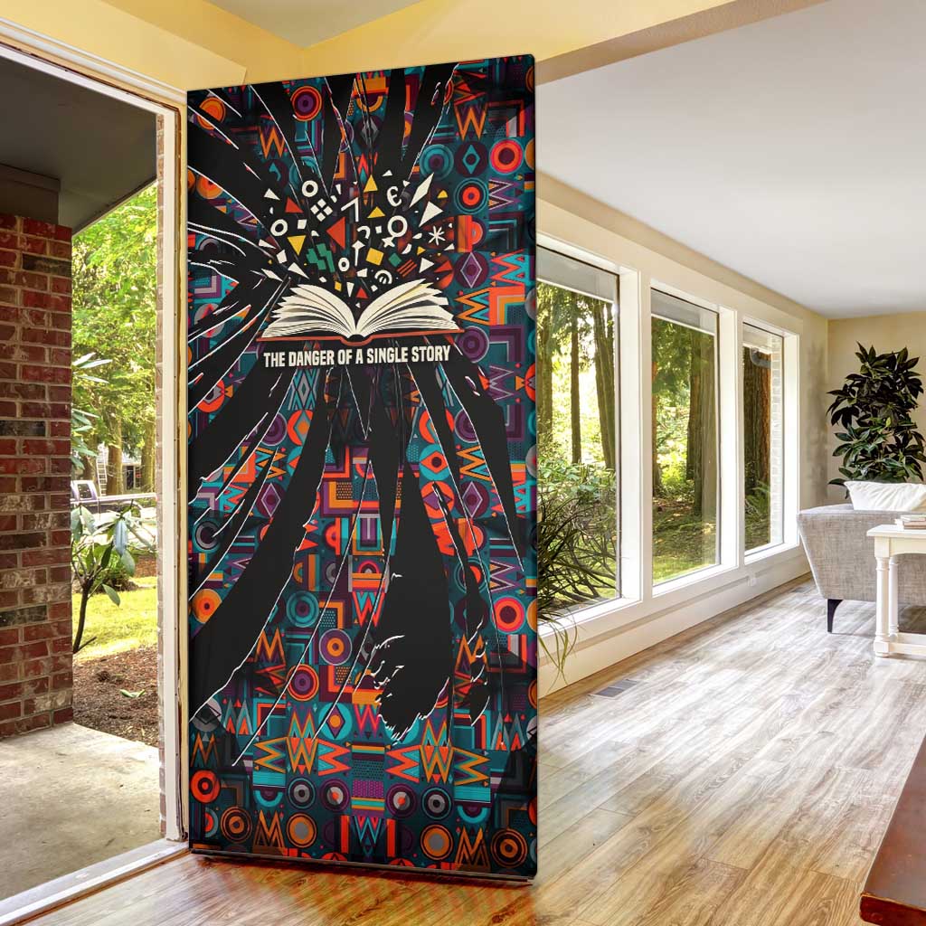 Chimamanda Ngozi Adichie Door Cover with Monochrome Portrait, The Danger of a Single Story Quote - Wonder Print Shop