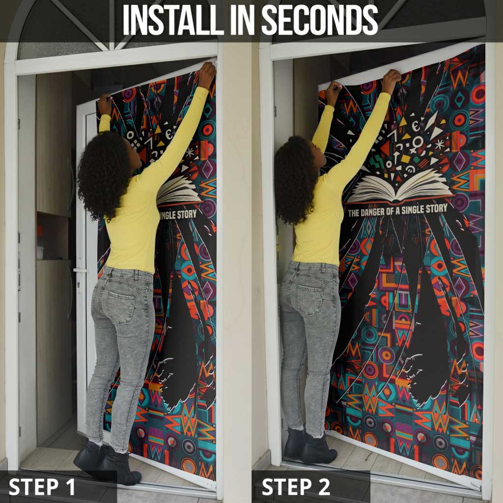 Chimamanda Ngozi Adichie Door Cover with Monochrome Portrait, The Danger of a Single Story Quote - Wonder Print Shop