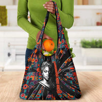 Chimamanda Ngozi Adichie Grocery Bag with Monochrome Portrait, The Danger of a Single Story Quote - Wonder Print Shop
