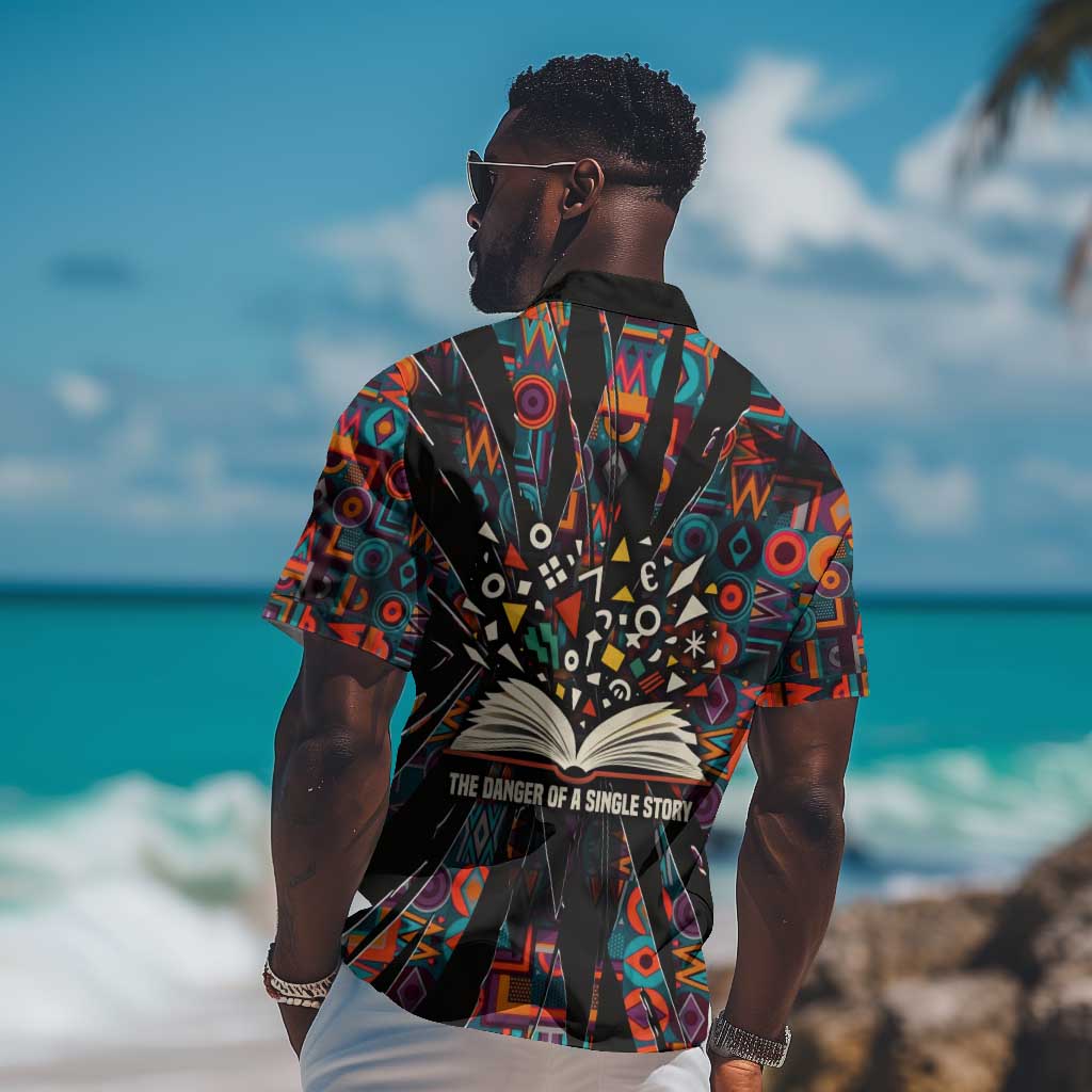 Chimamanda Ngozi Adichie Hawaiian Shirt with Monochrome Portrait, The Danger of a Single Story Quote - Wonder Print Shop