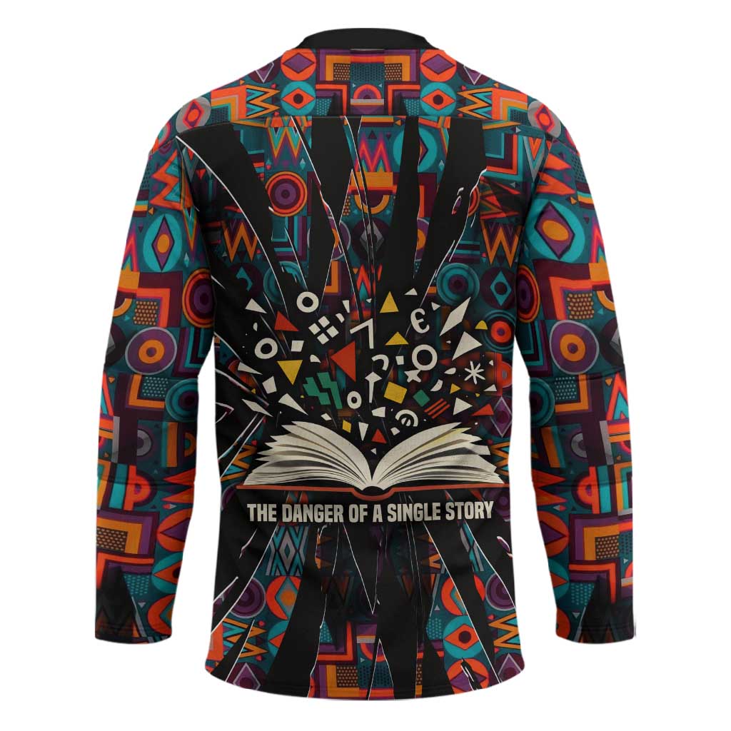 Chimamanda Ngozi Adichie Hockey Jersey with Monochrome Portrait, The Danger of a Single Story Quote - Wonder Print Shop