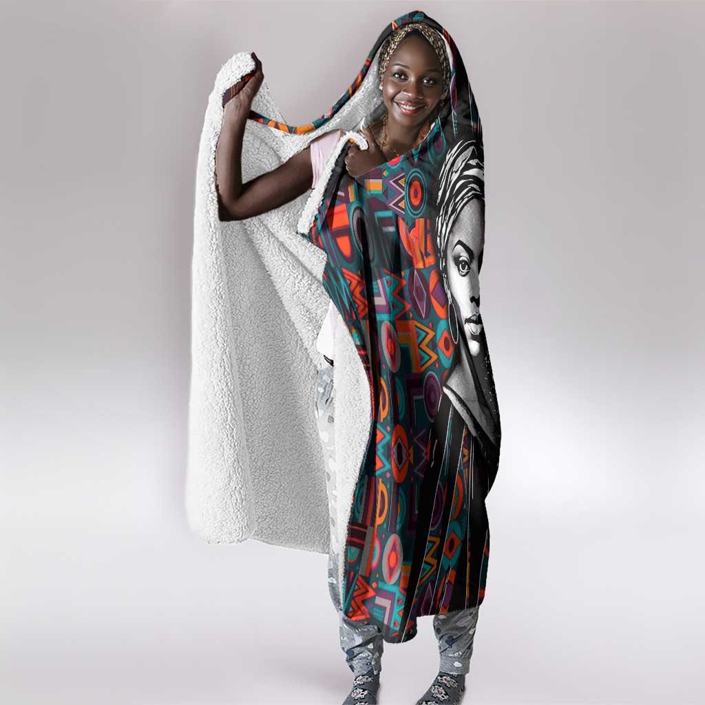 Chimamanda Ngozi Adichie Hooded Blanket with Monochrome Portrait, The Danger of a Single Story Quote - Wonder Print Shop