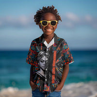 Chimamanda Ngozi Adichie Kid Hawaiian Shirt with Monochrome Portrait, The Danger of a Single Story Quote - Wonder Print Shop