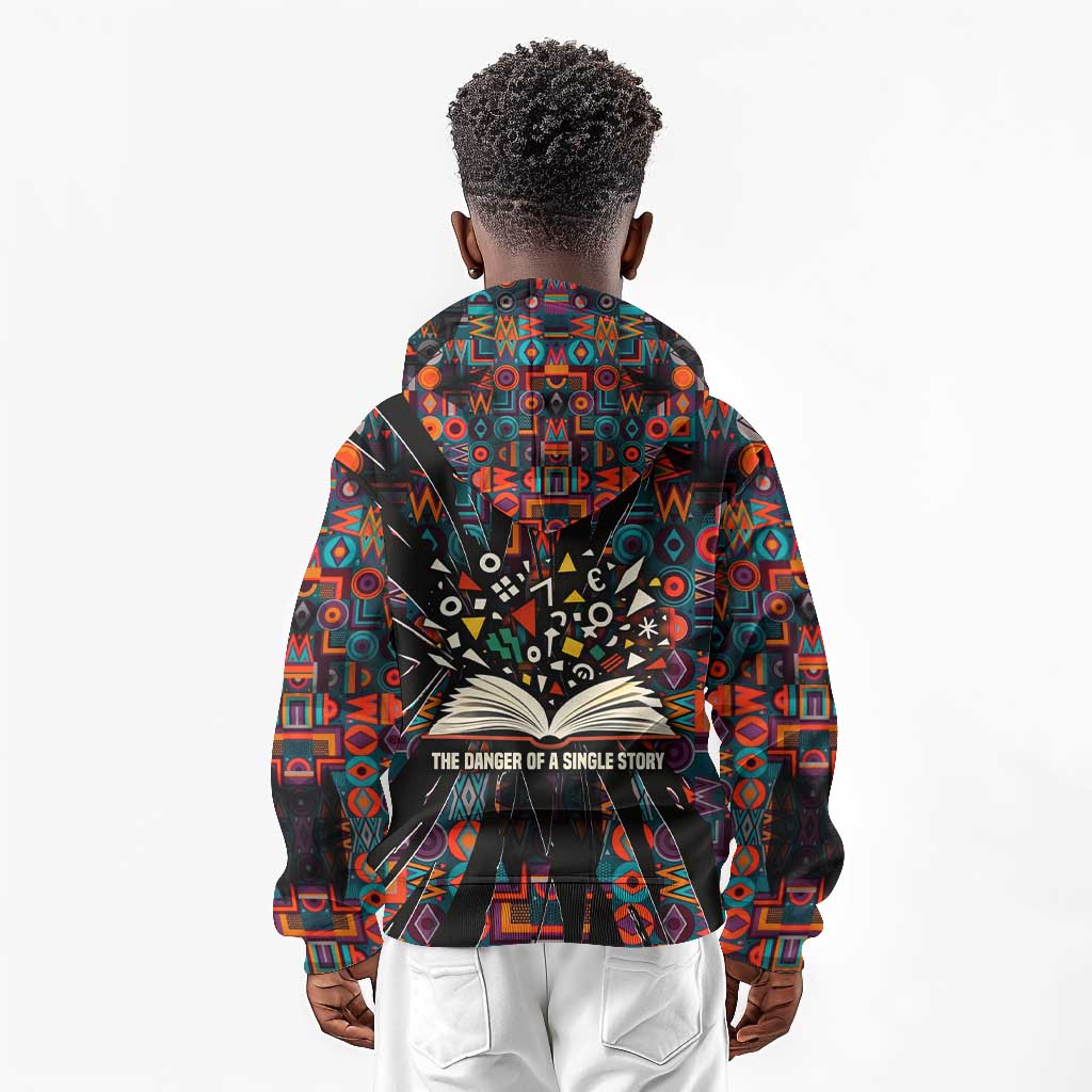Chimamanda Ngozi Adichie Kid Hoodie with Monochrome Portrait, The Danger of a Single Story Quote - Wonder Print Shop