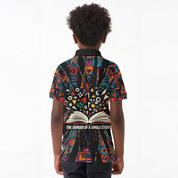 Chimamanda Ngozi Adichie Kid Polo Shirt with Monochrome Portrait, The Danger of a Single Story Quote - Wonder Print Shop