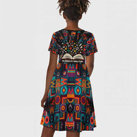 Chimamanda Ngozi Adichie Kid Short Sleeve Dress with Monochrome Portrait, The Danger of a Single Story Quote - Wonder Print Shop