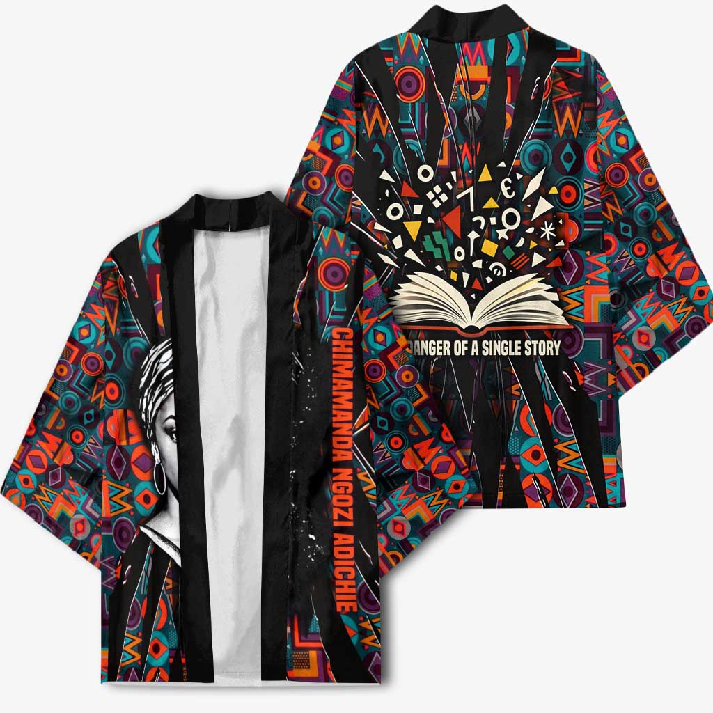 Chimamanda Ngozi Adichie Kimono with Monochrome Portrait, The Danger of a Single Story Quote - Wonder Print Shop