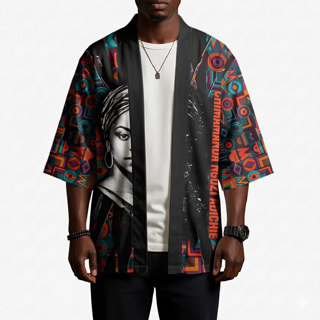 Chimamanda Ngozi Adichie Kimono with Monochrome Portrait, The Danger of a Single Story Quote - Wonder Print Shop
