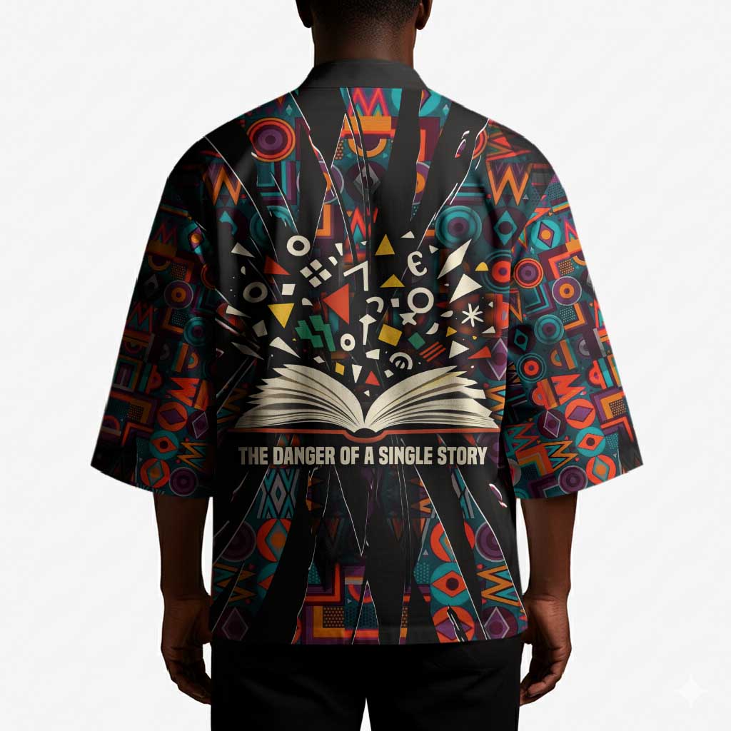 Chimamanda Ngozi Adichie Kimono with Monochrome Portrait, The Danger of a Single Story Quote - Wonder Print Shop