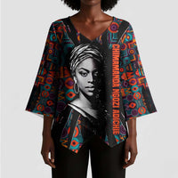 Chimamanda Ngozi Adichie Kimono Sleeve Blouse with Monochrome Portrait, The Danger of a Single Story Quote - Wonder Print Shop