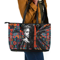 Chimamanda Ngozi Adichie Leather Tote Bag with Monochrome Portrait, The Danger of a Single Story Quote - Wonder Print Shop