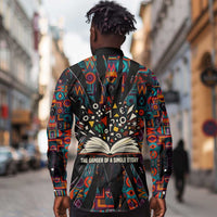 Chimamanda Ngozi Adichie Long Sleeve Button Shirt with Monochrome Portrait, The Danger of a Single Story Quote - Wonder Print Shop