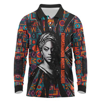 Chimamanda Ngozi Adichie Long Sleeve Polo Shirt with Monochrome Portrait, The Danger of a Single Story Quote - Wonder Print Shop