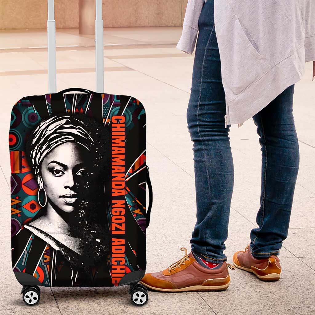 Chimamanda Ngozi Adichie Luggage Cover with Monochrome Portrait, The Danger of a Single Story Quote - Wonder Print Shop