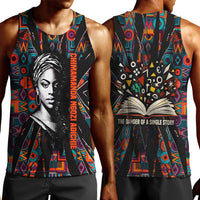 Chimamanda Ngozi Adichie Men Tank Top with Monochrome Portrait, The Danger of a Single Story Quote - Wonder Print Shop