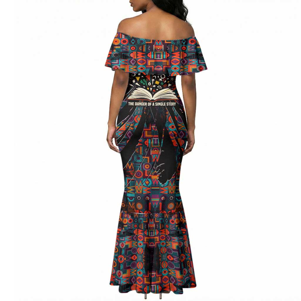 Chimamanda Ngozi Adichie Mermaid Dress with Monochrome Portrait, The Danger of a Single Story Quote - Wonder Print Shop