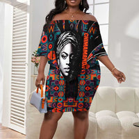 Chimamanda Ngozi Adichie Off Shoulder Short Dress with Monochrome Portrait, The Danger of a Single Story Quote - Wonder Print Shop