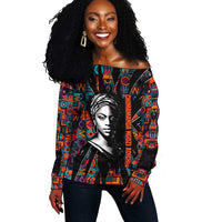 Chimamanda Ngozi Adichie Off Shoulder Sweater with Monochrome Portrait, The Danger of a Single Story Quote - Wonder Print Shop